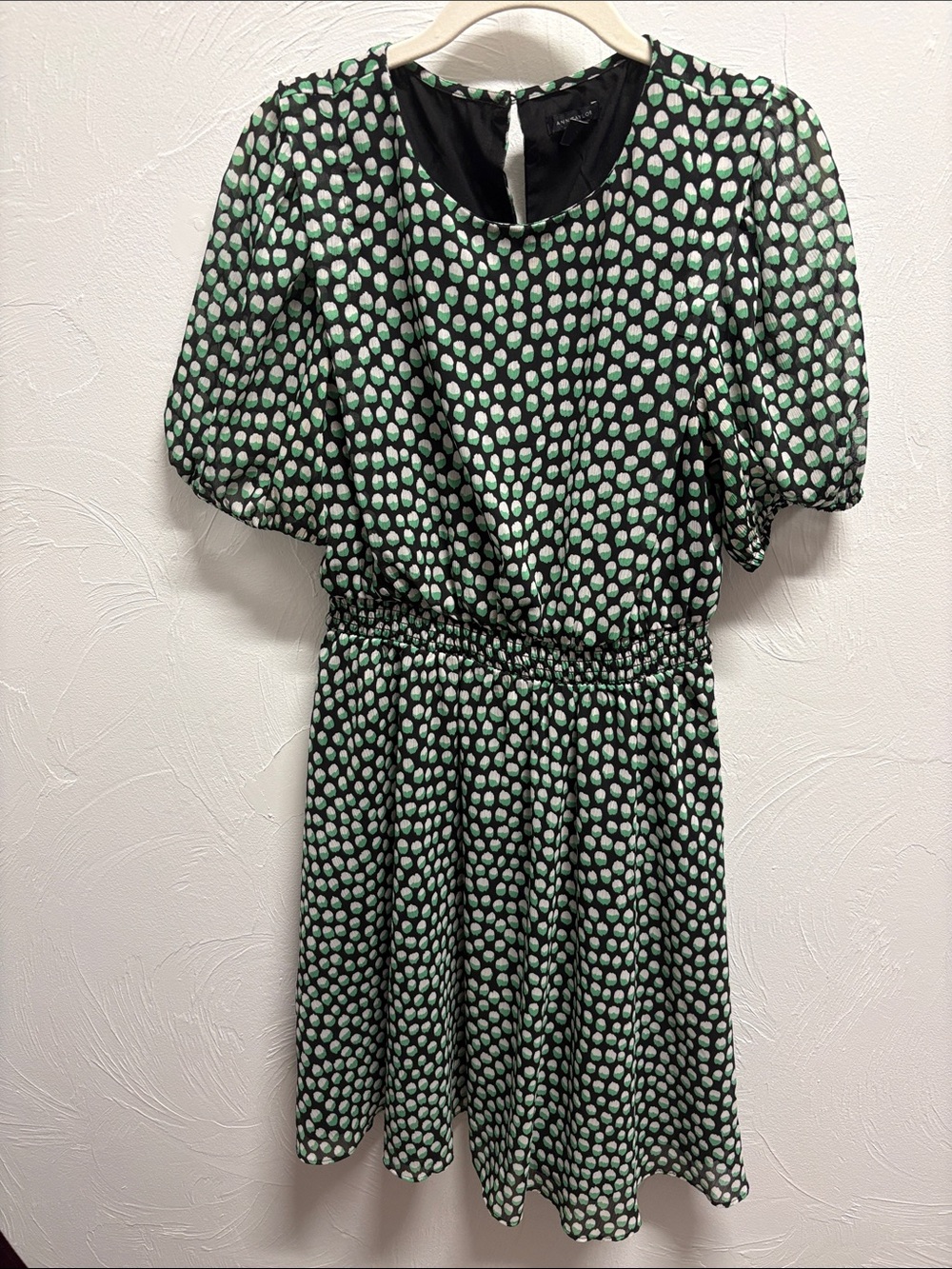 Black and Mint Polka Dot Short Sleeve Dress